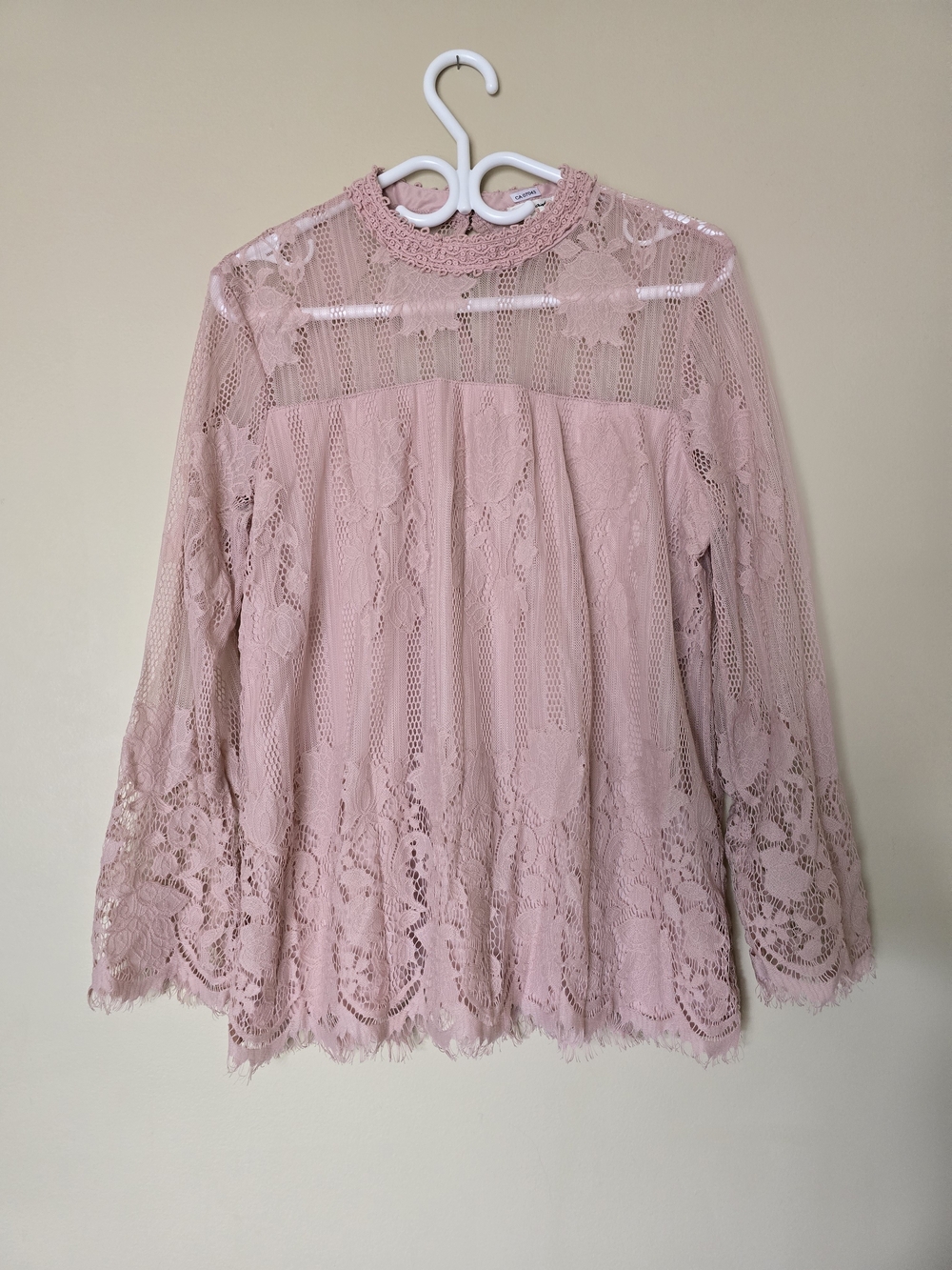 Ultra Pink Dusty Rose Lace High Neck Blouse
